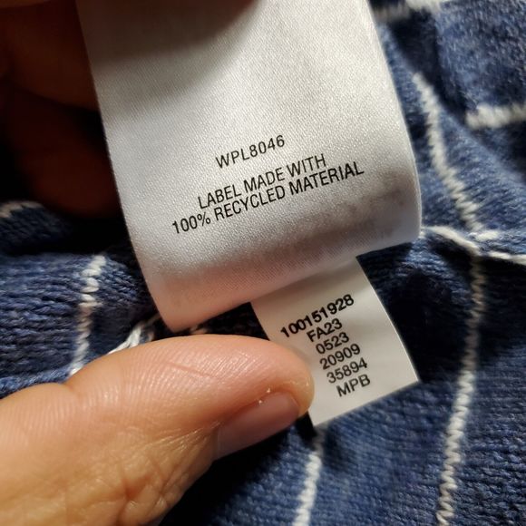 MSRP $40 Karen Scott Cotton Boxstitched Curved-Hem Combo Blue Size L - Picture 6 of 7